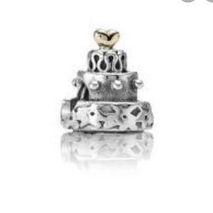 NWOT Pandora wedding cake charm w 14k gold
